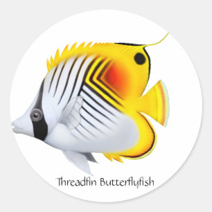Threadfin Auriga Vlinder Vis  Stick Ronde Sticker