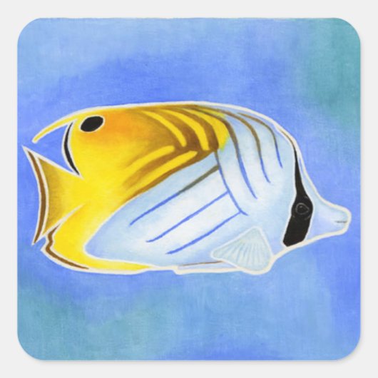 Threadfin Butterfly vis Vierkante Sticker (Voorkant)