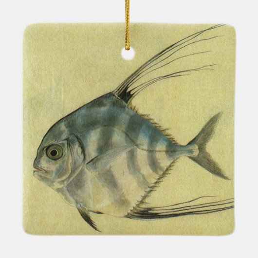 Threadfin Trevally, Afrikaanse Pompano vis Keramisch Ornament (Achterkant)
