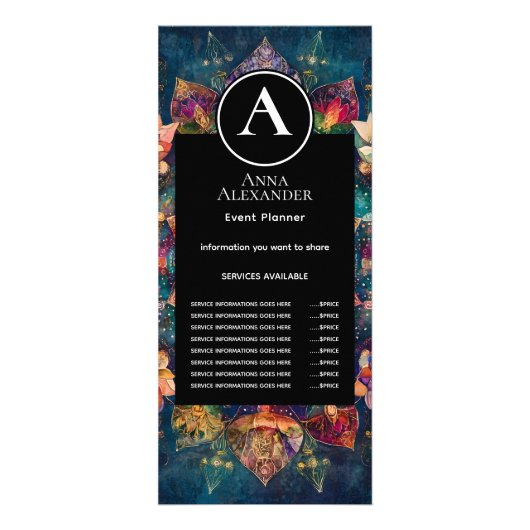 Threads of Light | Bloemig Mandala-ontwerp Reclamekaart (Voorkant)