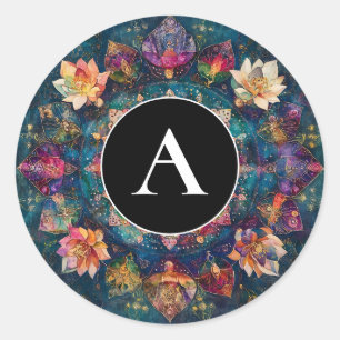 Threads of Light Bloemig Mandala-ontwerp Ronde Sticker