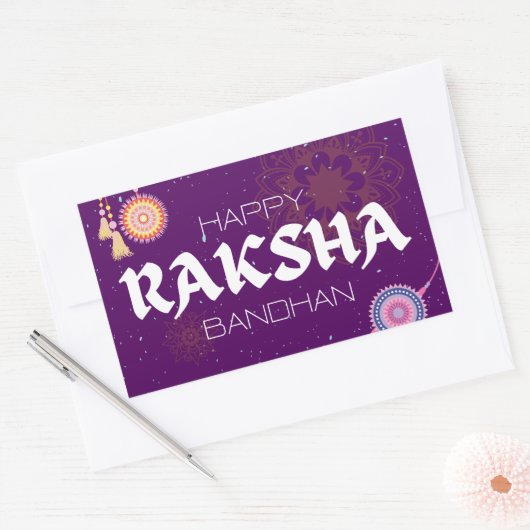 Threads of Love – Raksha Bandhan Celebration Rechthoekige Sticker (Envelop)