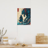 "Threads of War – Cyber Samurai vs Glyph Beast" Poster (Keuken)