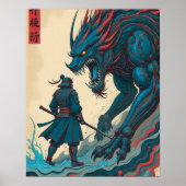 "Threads of War – Cyber Samurai vs Glyph Beast" Poster (Voorkant)
