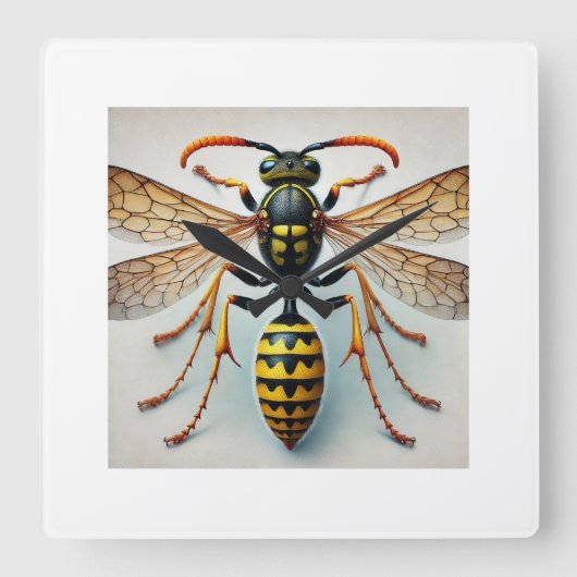 Threadwaisted wasp 210824IREF242 - Watercolor Vierkante Klok (Voorkant)
