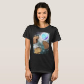 Three 3 Moon Capybaras Space Rodent Animal Parody  T-shirt (Voorkant volledig)