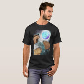 Three 3 Moon Capybaras Space Rodent Animal Parody  T-shirt (Voorkant volledig)