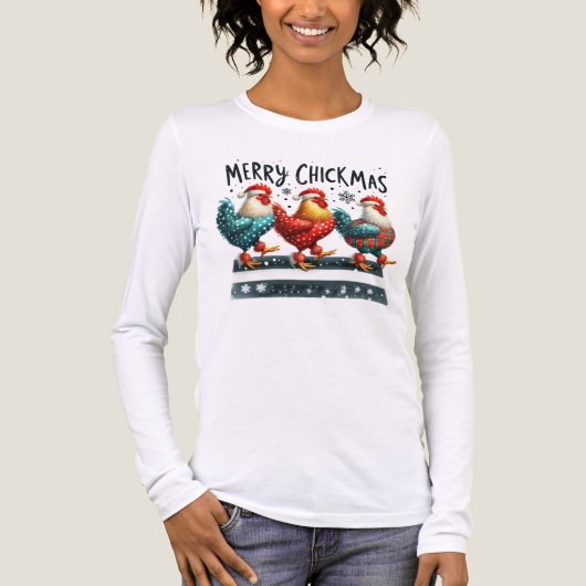 THREE ADORABLE HOLIDAY CHRISTMAS ROOSTERS Tri-Blend SHIRT (Voorkant volledig)