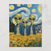 Three Aliens beroemd gemaakt door Faux Van Gogh Ar Briefkaart (Voorkant)