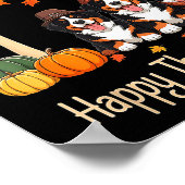 Three Bernese Mountain Dogs Fall Tree Happy Thanks Poster (Hoek)