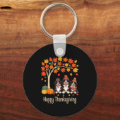 Three Bernese Mountain Dogs Fall Tree Happy Thanks Sleutelhanger (Voorkant)