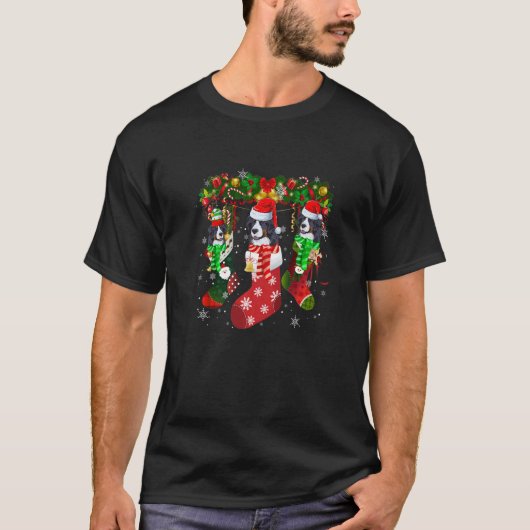 Three Bernese Mountain In Socks Christmas Santa Ha T-shirt (Voorkant)