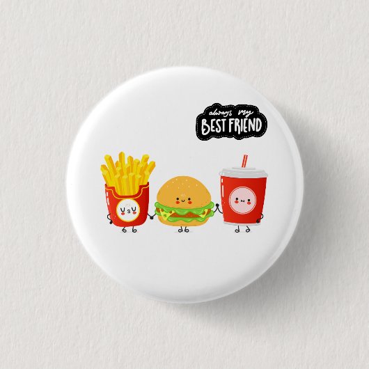 Three Best Friends Cute Food Ronde Button 3,2 Cm (Voorkant)