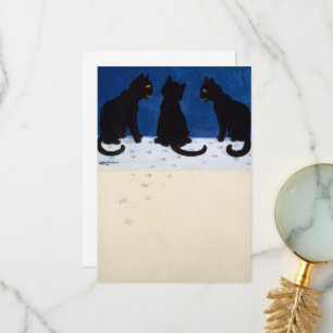 Three Black Cats in the Snow by Louis Wain Bedankkaart