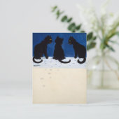 Three Black Cats in the Snow by Louis Wain Feestdagenkaart (Staand voorkant)