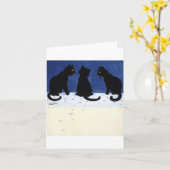 Three Black Cats In The Snow By Louis Wain Kaart (Gele Bloem)