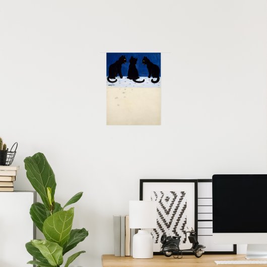 Three Black Cats in the Snow by Louis Wain Poster (Thuiskantoor)