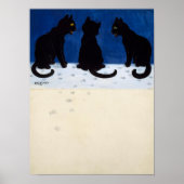 Three Black Cats in the Snow by Louis Wain Poster (Voorkant)