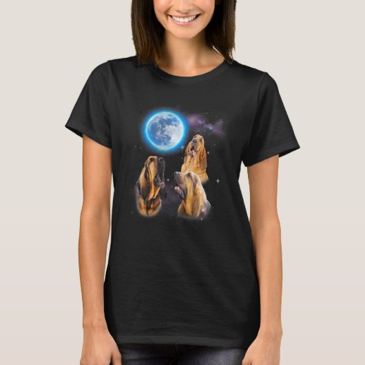 Three Bloodhound Howling At Moon   Dog  Costume T-shirt (Voorkant)