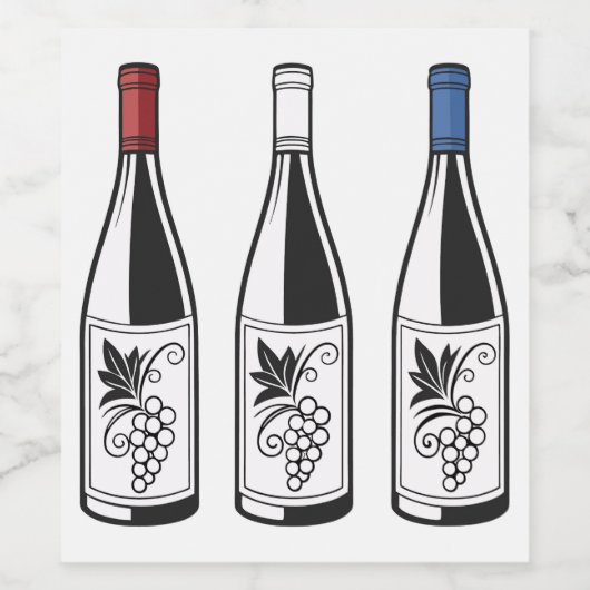Three Bottles Food and Beverage Label Set Wijn Etiket (Enkel label)