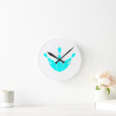 Three Bowling Pins Aqua Blue Ronde Klok (Huis)