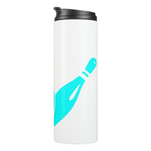 Three Bowling Pins Aqua Blue Thermosbeker (Geroteerd rechts)