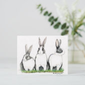 "Three Bunnies" Animal Art Postacard Briefkaart (Staand voorkant)