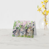Three bunnies easter card hand painted fine art kaart (Gele Bloem)