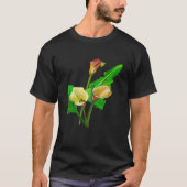 Three Calla Lilies Black Outline T-shirt (Voorkant)