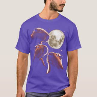 Three Capybara Moon Funny Capybara Meme Mystical C T-shirt
