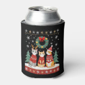 Three Cat Funny Christmas Cat Ugly Xmas Sweater Me Blikjeskoeler (Blikje Voorkant)