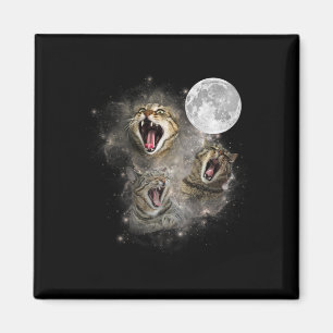 Three Cat Meow Moon Funny Weird Cursed Meme Magneet