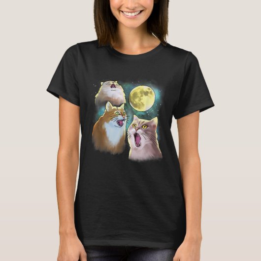 Three Cat Moon 3 Wolfs Funny Parody T-shirt (Voorkant)