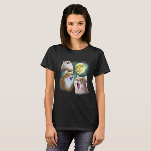 Three Cat Moon 3 Wolfs Funny Parody T-shirt (Voorkant volledig)