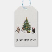 Three Cat Santas Cadeaulabel (Voorkant)