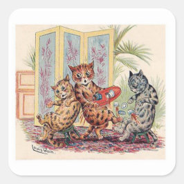 Three Cats door Louis Wain Vierkante Sticker