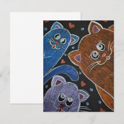 Three cats illustration notitiekaartje (Voorkant / Achterkant)