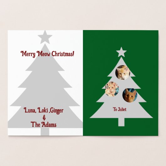 Three Cats Photos, Personalized Christmas Folie Kaarten (Binnen)