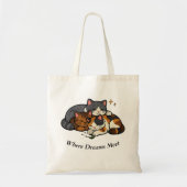 Three Cats Where Dreams Meet Tote Bag (Voorkant)