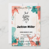 Three Cheers 3rd Birthday Fox, Uil en Herten Kaart (Voorkant)