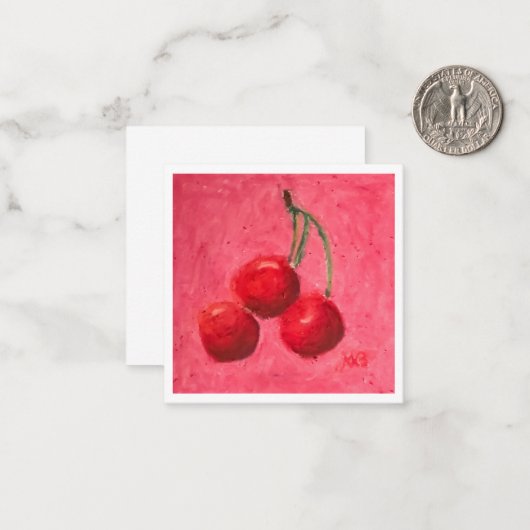 Three Cherries Notitiekaartje (Voorkant / Achterkant in situ)