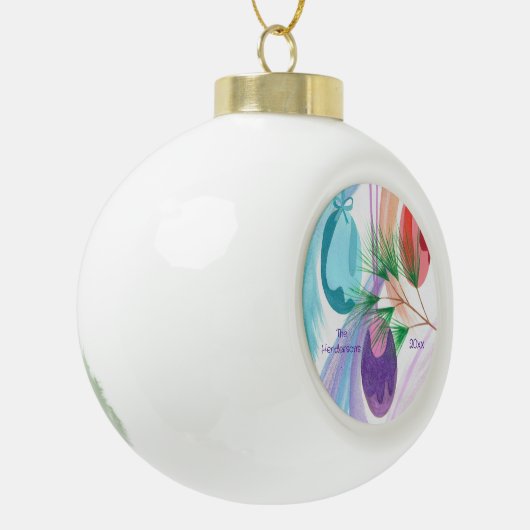 Three Christmas Balls, custom ornaments Keramische Bal Ornament (Links)