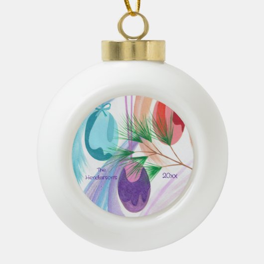 Three Christmas Balls, custom ornaments Keramische Bal Ornament (Voorkant)