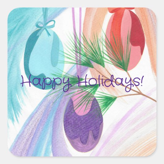 Three Christmas Balls Happy Holidays Stickers (Voorkant)