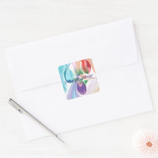 Three Christmas Balls Happy Holidays Stickers (Envelop)