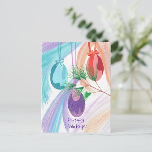 Three Christmas Balls Holiday postcards Feestdagenkaart (Staand voorkant)