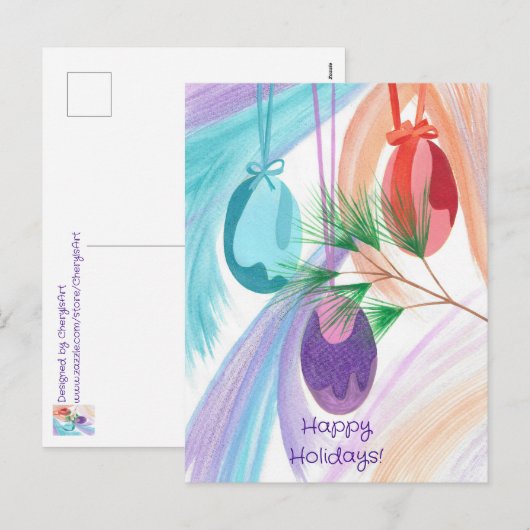 Three Christmas Balls Holiday postcards Feestdagenkaart (Voorkant / Achterkant)