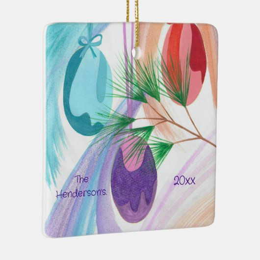 Three Christmas Balls, personalized ornaments Keramisch Ornament (Rechts)