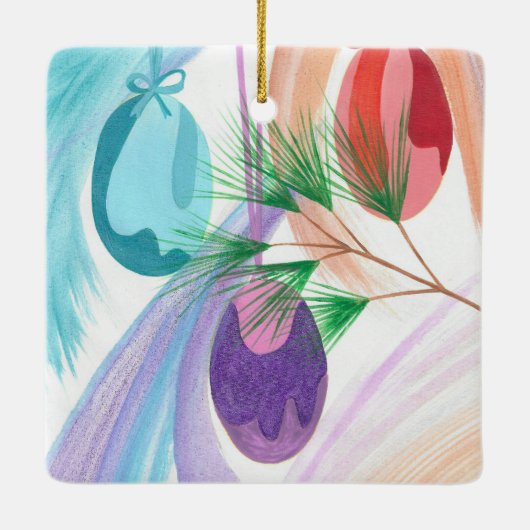 Three Christmas Balls, personalized ornaments Keramisch Ornament (Achterkant)