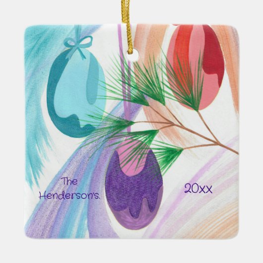 Three Christmas Balls, personalized ornaments Keramisch Ornament (Voorkant)